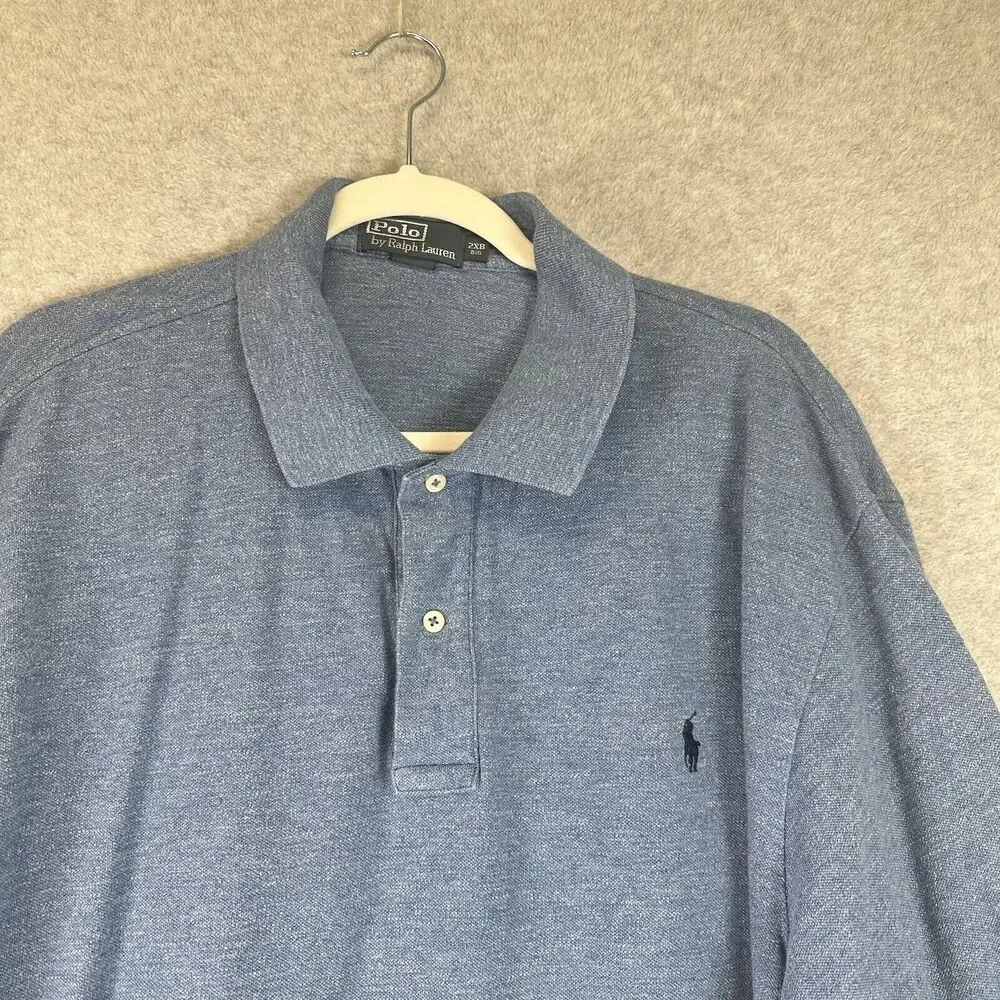 Polo Ralph Lauren‎ Shirt Mens 2XL Big Blue Cotton Long Sleeve Button Classic Fit
